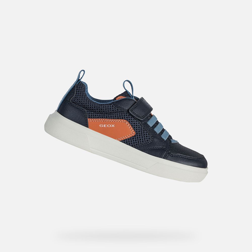 Basket Geox Nettuno - Bleu Marine/Orange - Garcon 640895-AZQ